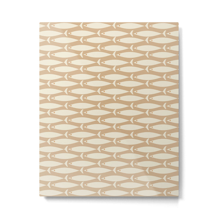 Coastal Neutral Mid Century Modern Fish Minimalist Beige Scandi Pattern Metal Print Gallery Image 1