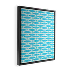 Coastal Ocean Fish Geometric Pattern in Turquoise Aqua Blue  Framed Canvas Print Gallery Image 2