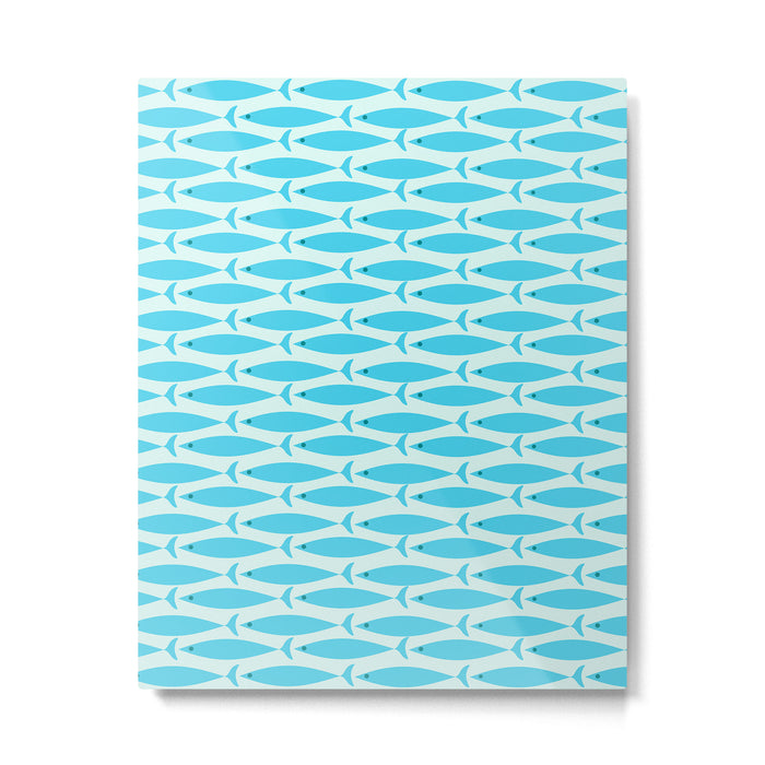 Coastal Ocean Fish Geometric Pattern in Turquoise Aqua Blue  Metal Print Gallery Image 1