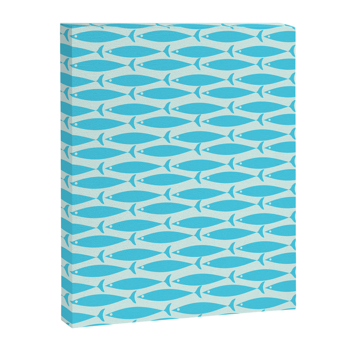 Coastal Ocean Fish Pattern in Blue Aqua Canvas Print Gallery Image 1