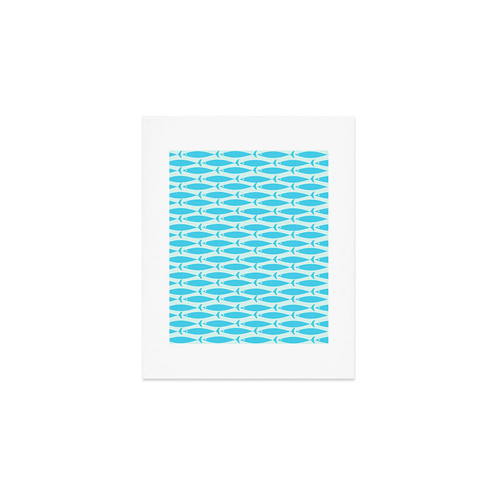 Coastal Ocean Fish Pattern in Blue Aqua Art Print Gallery Image 1