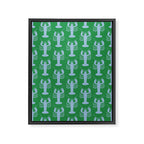 Coastal Pop Lobster Pattern in Bold Green and Light Blue Framed Canvas Print Gallery Image 8