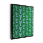 Coastal Pop Lobster Pattern in Bold Green and Light Blue Framed Canvas Print Gallery Image 2