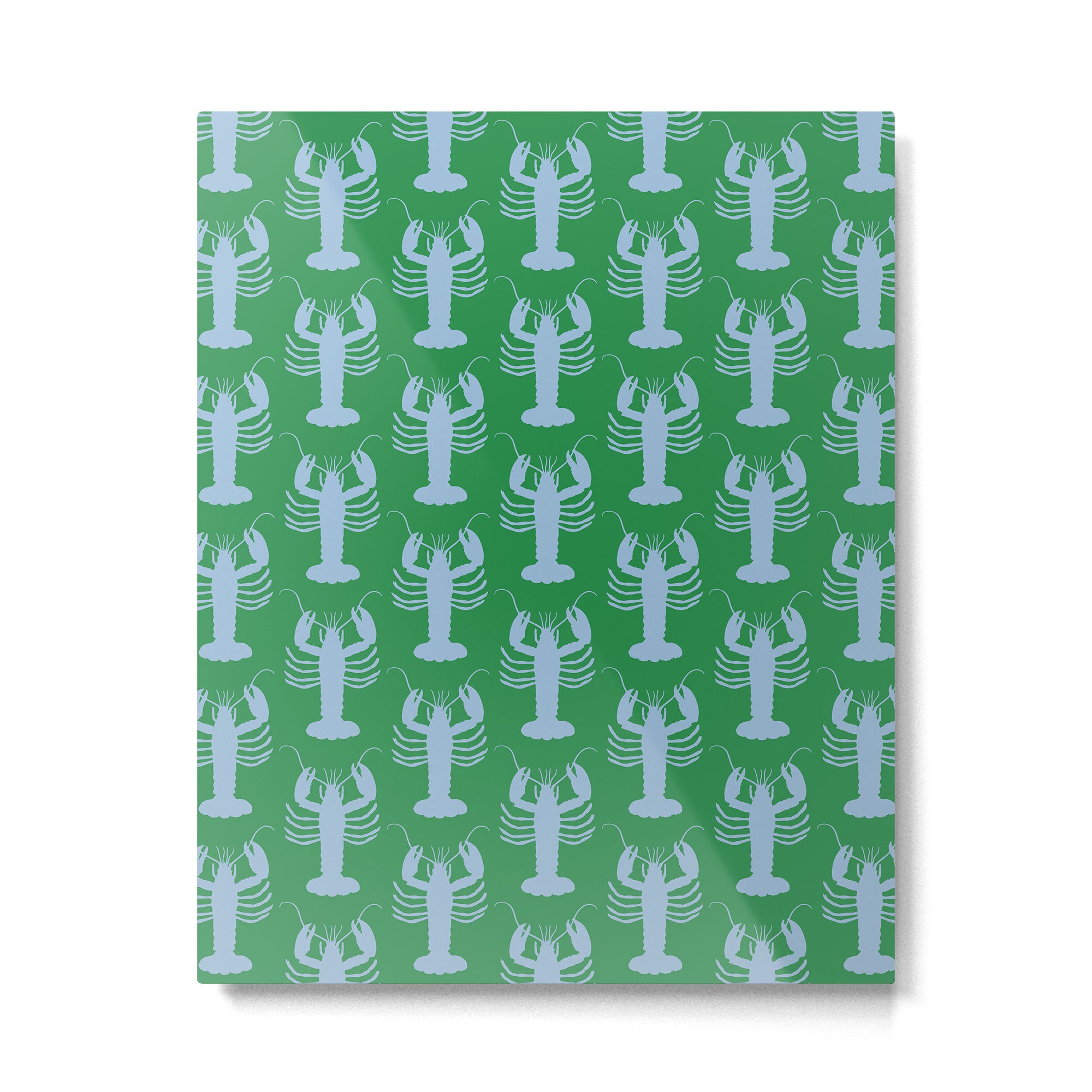 Coastal Pop Lobster Pattern in Bold Green and Light Blue Metal Print Gallery Image 6