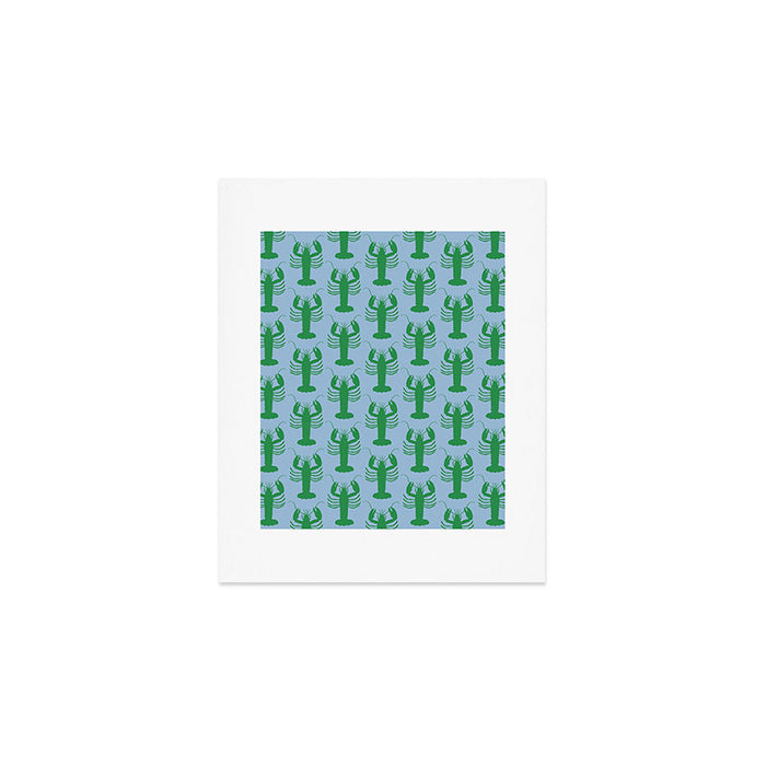 Coastal Pop Lobster Pattern in Light Blue and Green Art Print Gallery Image 1
