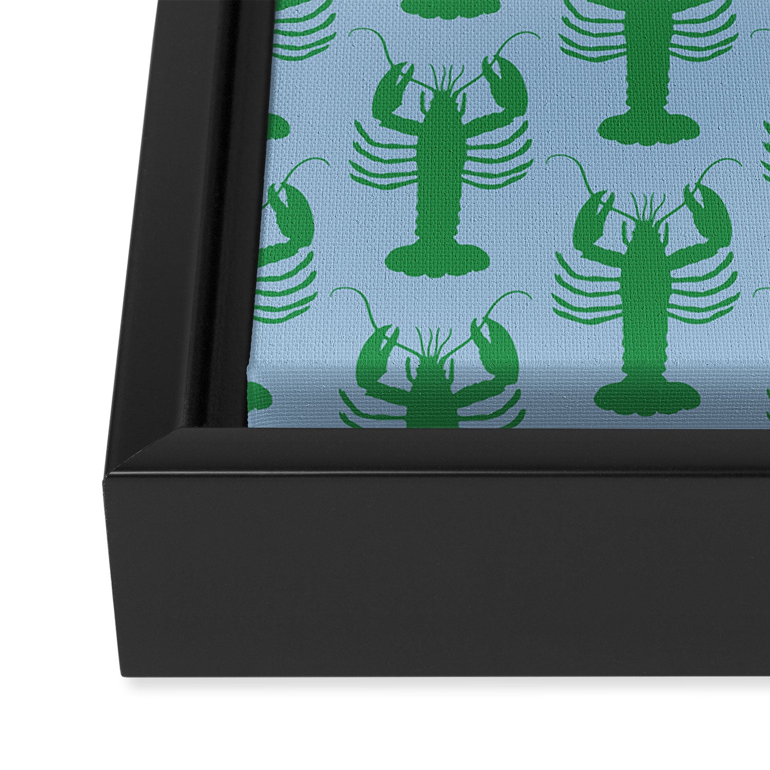 Coastal Pop Lobster Pattern in Light Blue and Green Framed Canvas Print Gallery Image 3