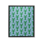 Coastal Pop Lobster Pattern in Light Blue and Green Framed Canvas Print Gallery Image 8