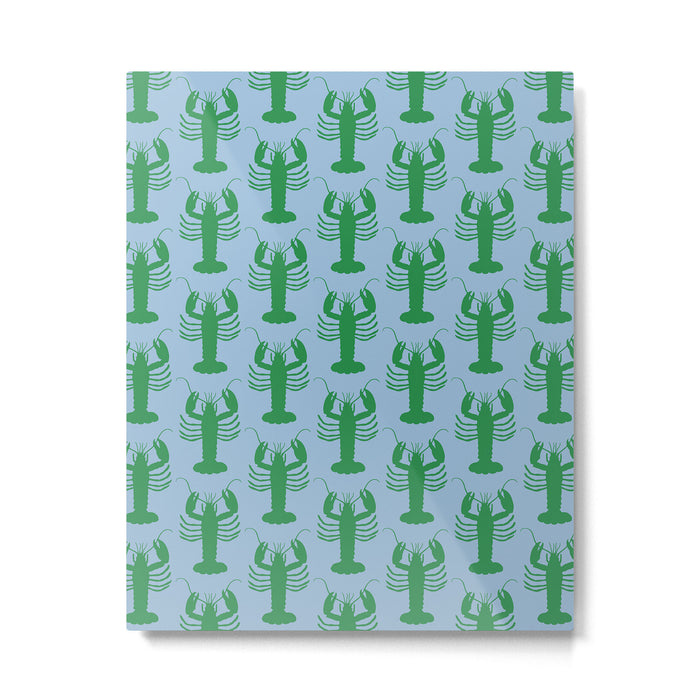 Coastal Pop Lobster Pattern in Light Blue and Green Metal Print Gallery Image 1