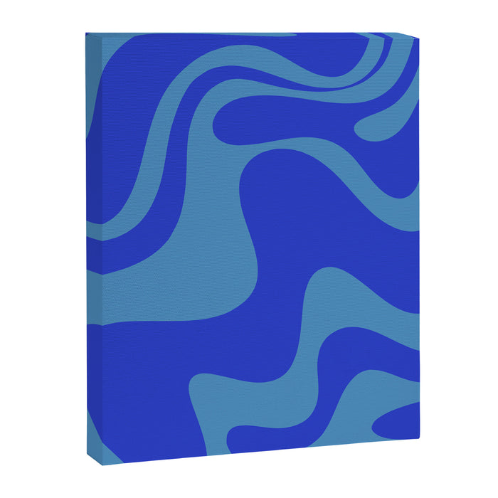 Cobalt Blue Retro Liquid Swirl Contemporary Abstract Pattern 2 Canvas Print Gallery Image 1