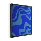 Cobalt Blue Retro Liquid Swirl Contemporary Abstract Pattern 2 Framed Canvas Print Gallery Image 2