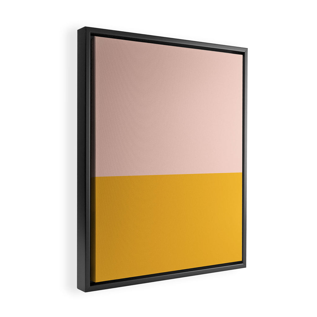 Color Block Blush Pink Mustard Yellow Framed Canvas Print Gallery Image 2