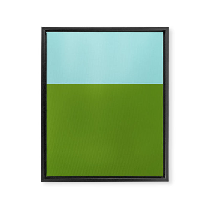 Color Block Bright Aqua Blue and Vibrant Spring Green Framed Canvas Print Gallery Image 1