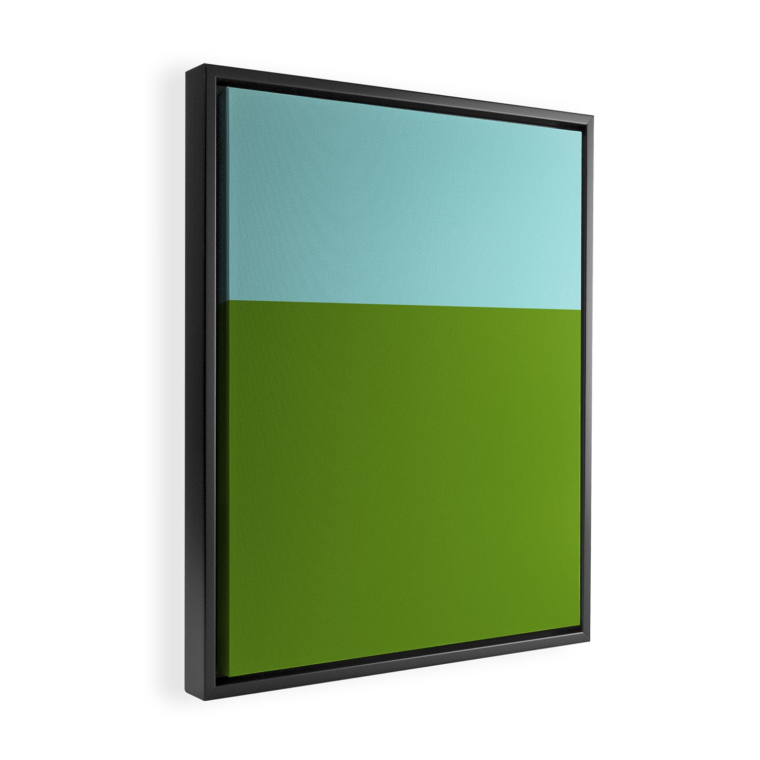 Color Block Bright Aqua Blue and Vibrant Spring Green Framed Canvas Print Gallery Image 2