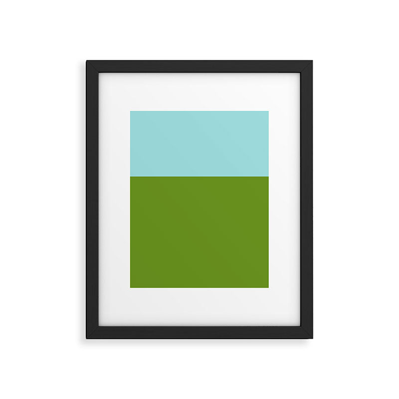Color Block Bright Aqua Blue and Vibrant Spring Green Framed Art Print Gallery Image 6