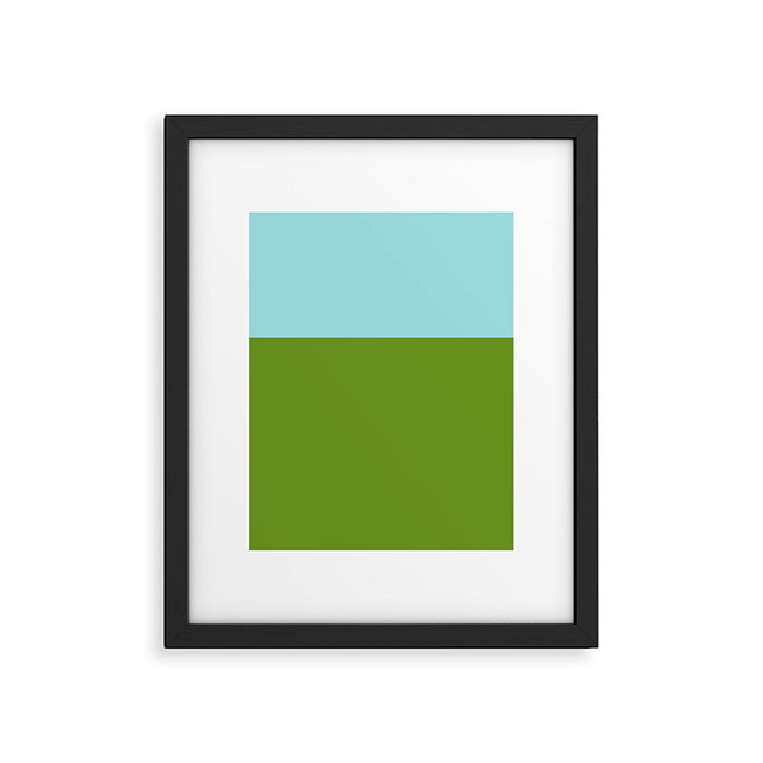 Color Block Bright Aqua Blue and Vibrant Spring Green Framed Art Print Gallery Image 1