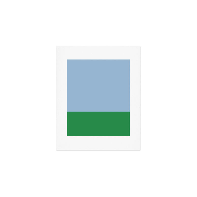 Color Block Minimalist Light Blue and Green Striped Solid Art Print Gallery Image 1