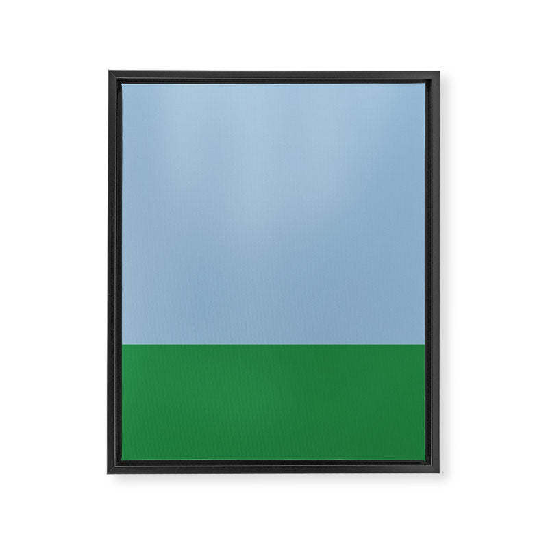 Color Block Minimalist Light Blue and Green Striped Solid Framed Canvas Print Gallery Image 6