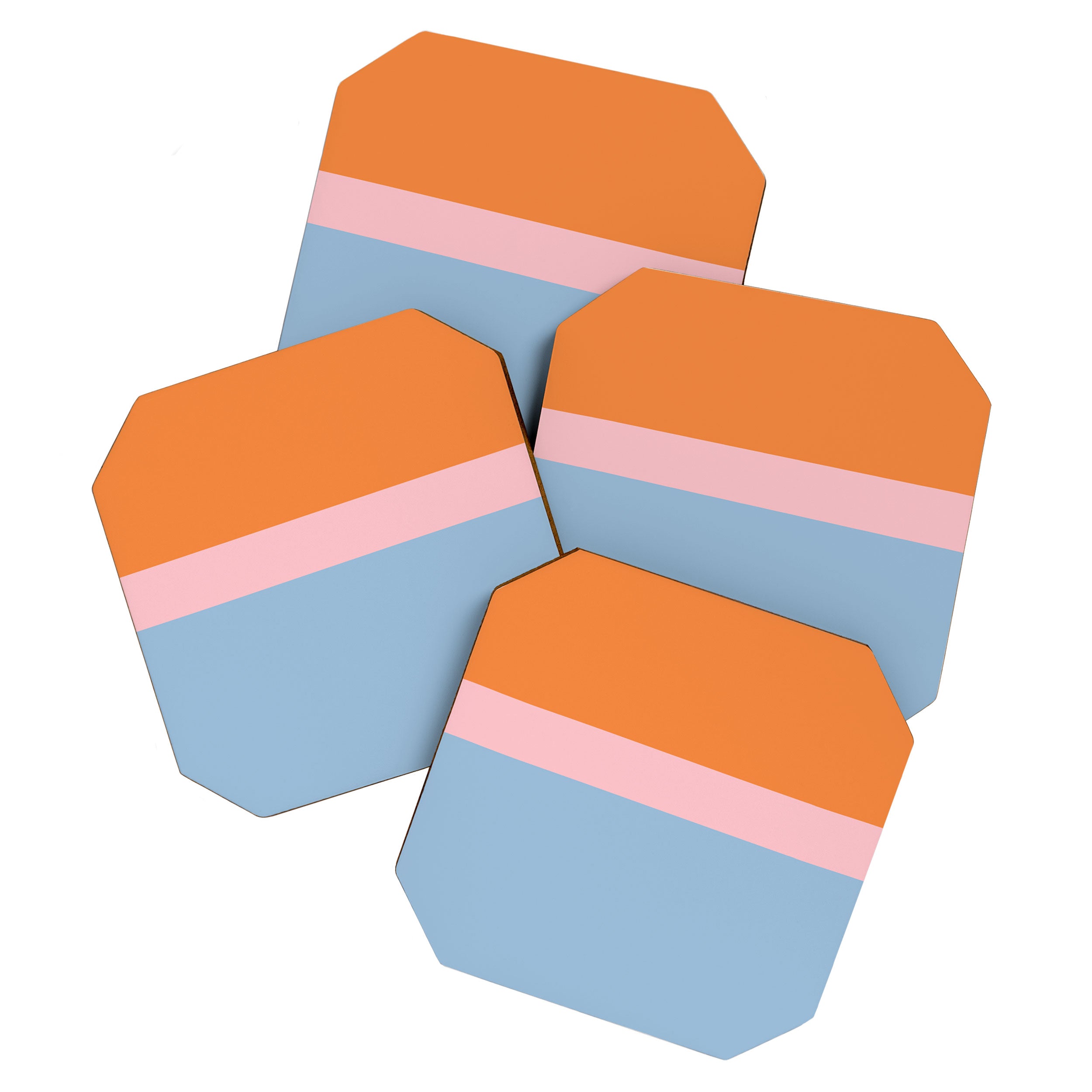 Color Block Striped Solid Orange Pink Light Blue Coaster Gallery Image 1