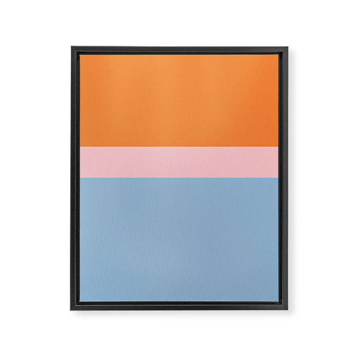 Color Block Striped Solid Orange Pink Light Blue Framed Canvas Print Gallery Image 1