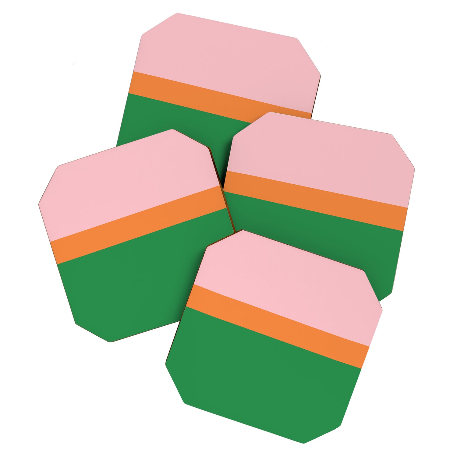 Color Block Striped Solid Pink Green Orange Coaster Gallery Image 1