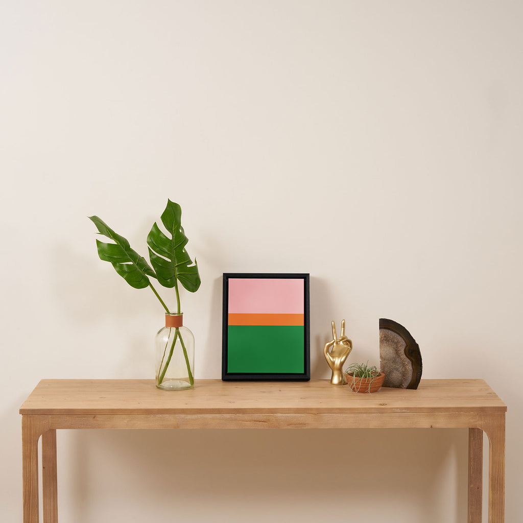 Color Block Striped Solid Pink Green Orange Framed Canvas Print Gallery Image 4