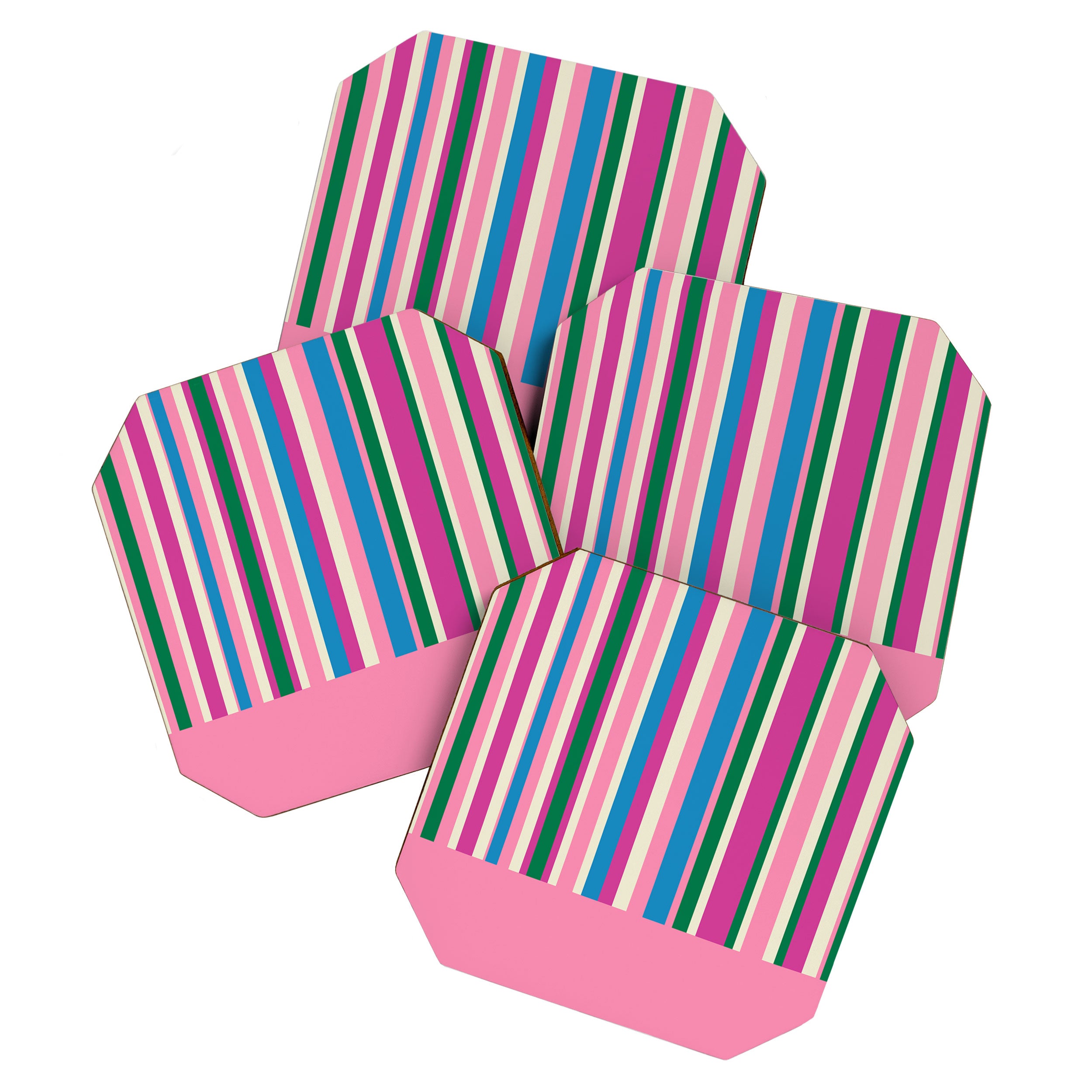 Color Block Stripes Cuff Pattern Pink Blue Green Coaster Gallery Image 1
