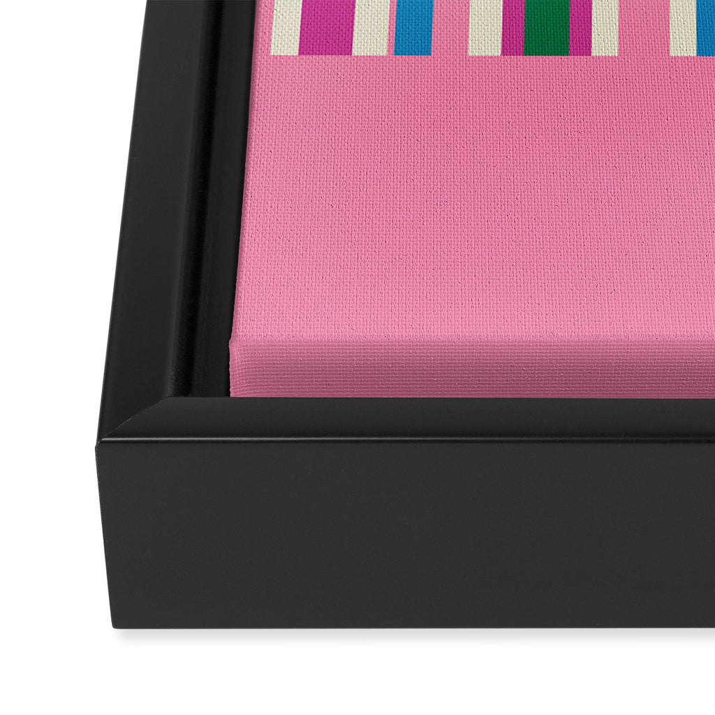 Color Block Stripes Cuff Pattern Pink Blue Green Framed Canvas Print Gallery Image 3