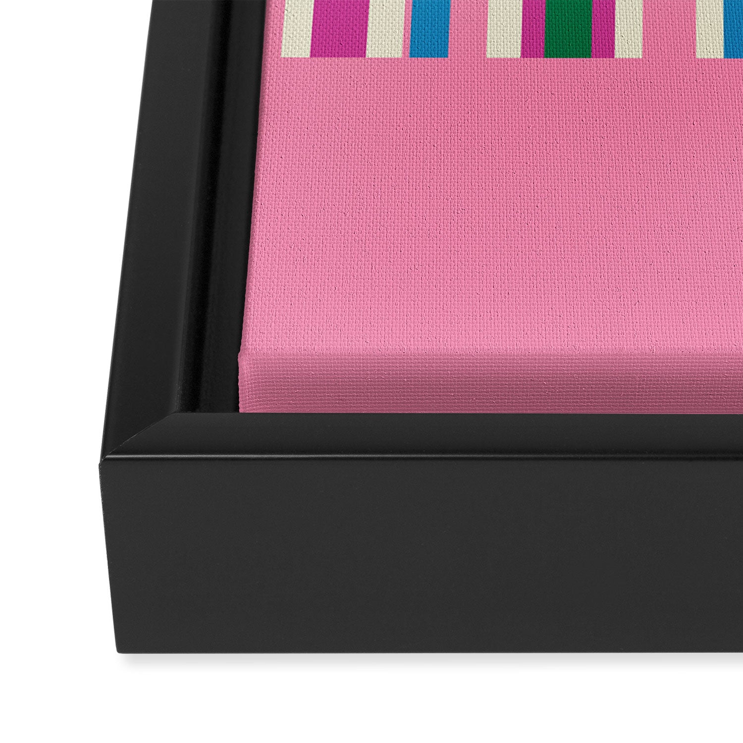 Color Block Stripes Cuff Pattern Pink Blue Green Framed Canvas Print Gallery Image 3