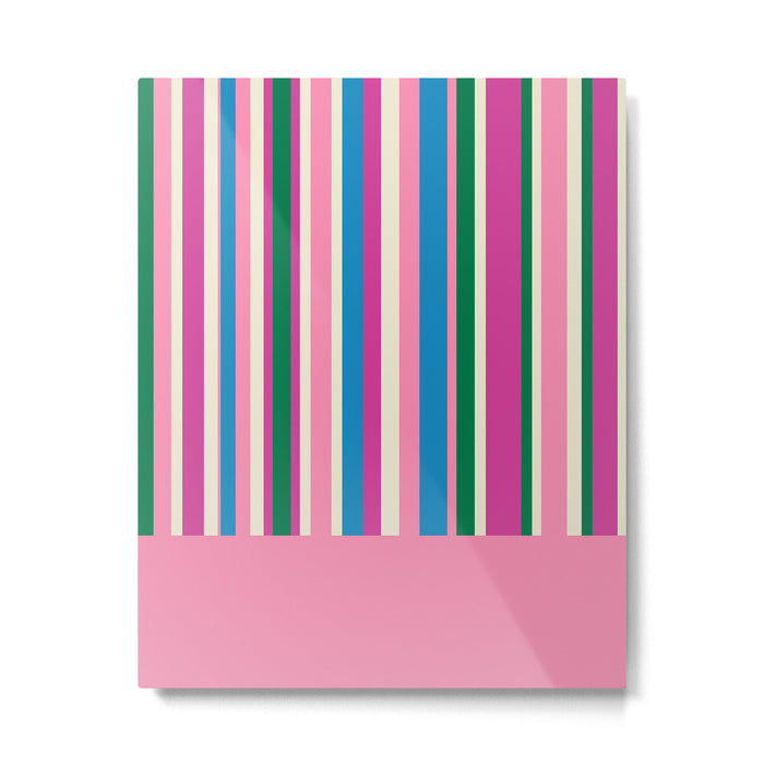 Color Block Stripes Cuff Pattern Pink Blue Green Metal Print Gallery Image 1