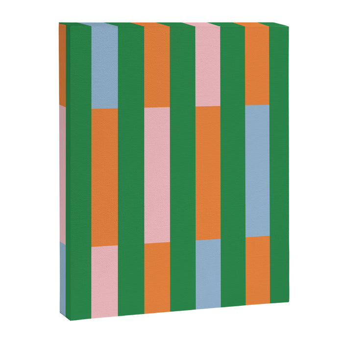 Color Block Stripes in Green, Light Blue, Orange, and Pink Canvas Print Gallery Image 1