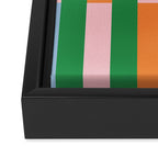 Color Block Stripes in Green, Light Blue, Orange, and Pink Framed Canvas Print Gallery Image 3