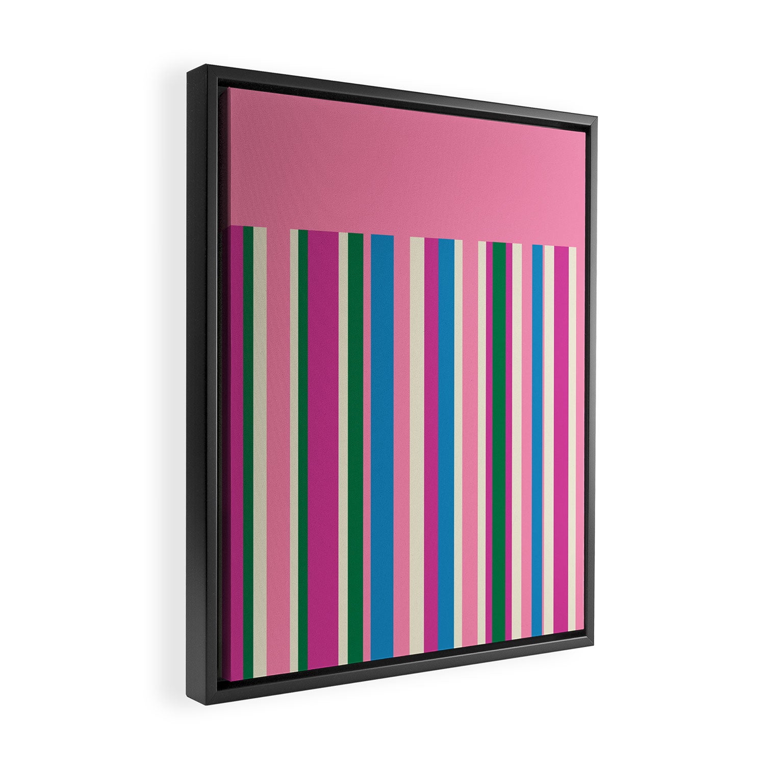 Color Block Stripes Pink Blue Green Framed Canvas Print Gallery Image 2