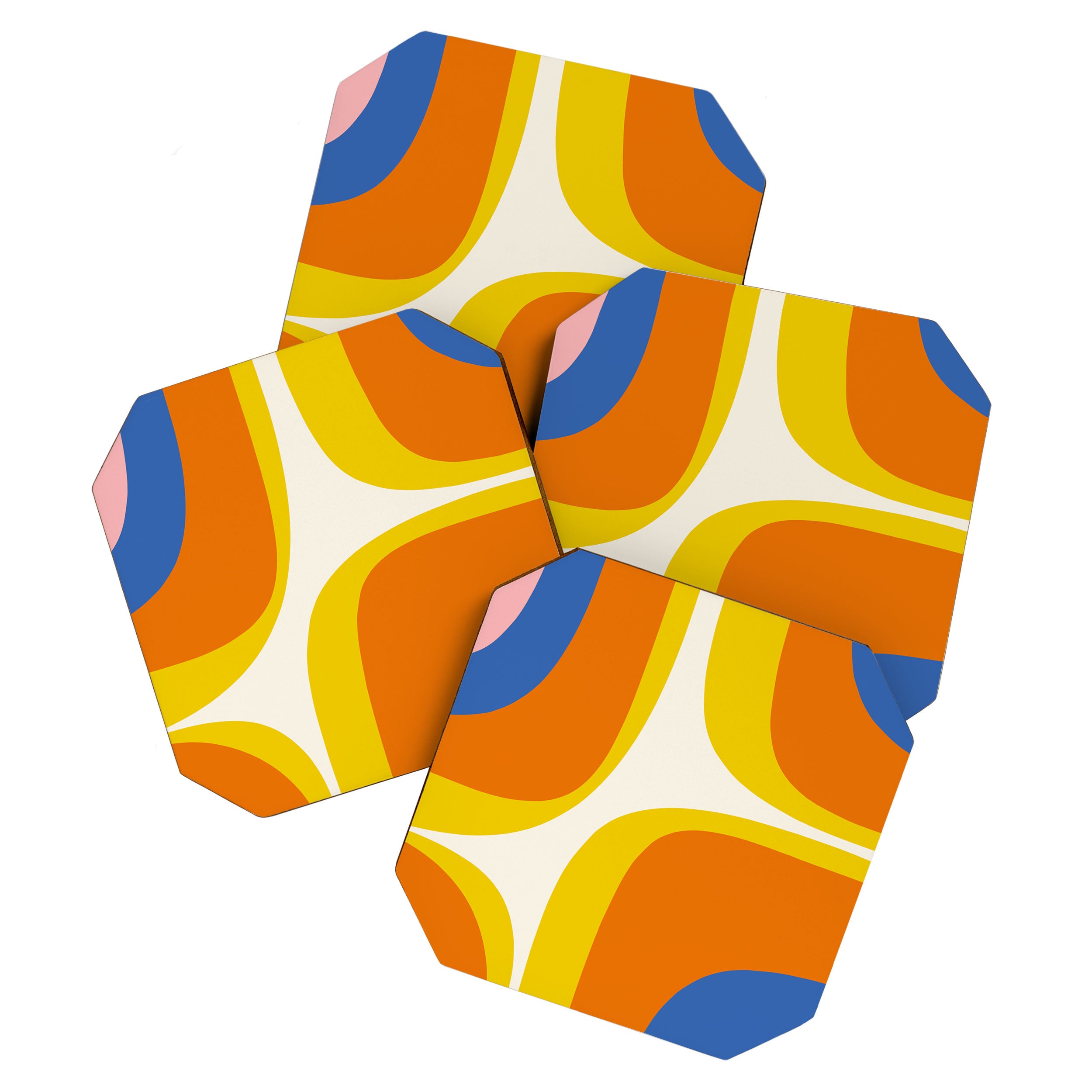 Colorful Abstract Retro Groove Pop Pattern Coaster Gallery Image 1