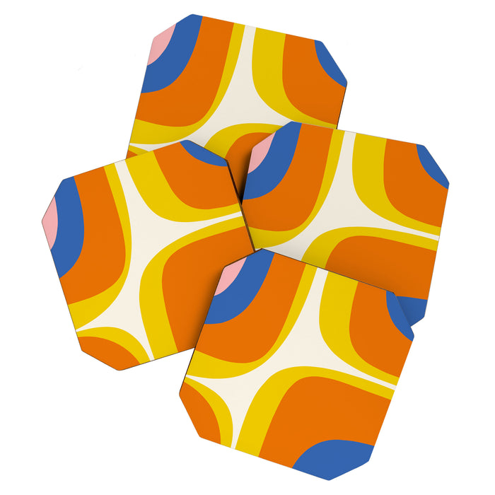 Colorful Abstract Retro Groove Pop Pattern Coaster Gallery Image 1