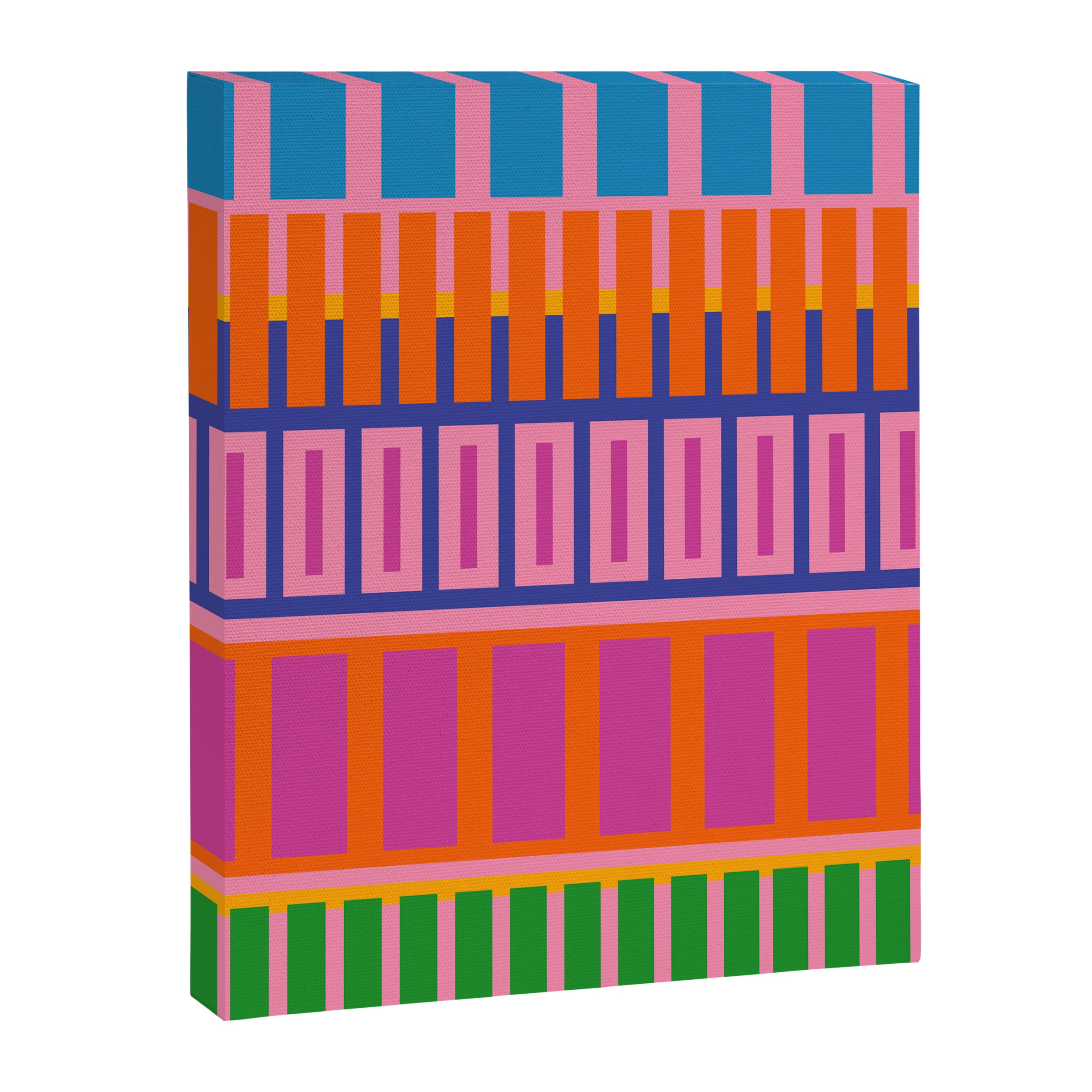 Colorful and Bold Block Stripe Pattern in Pink Orange Blue Green Canvas Print Gallery Image 8