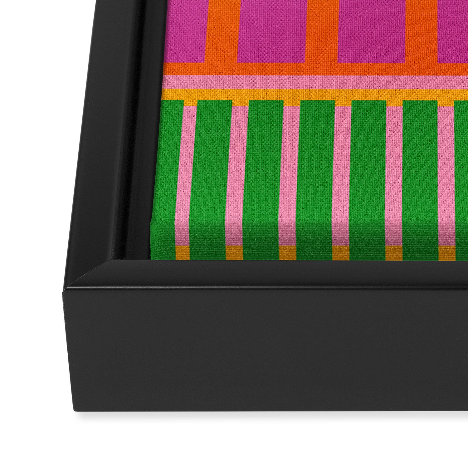 Colorful and Bold Block Stripe Pattern in Pink Orange Blue Green Framed Canvas Print Gallery Image 3