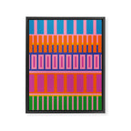 Colorful and Bold Block Stripe Pattern in Pink Orange Blue Green Framed Canvas Print Gallery Image 8