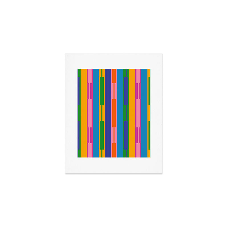 Colorful and Bold Geo Chain Geometric Color Block Stripes Vertical Pattern 2 Art Print Gallery Image 1