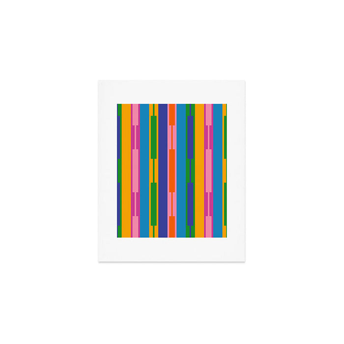 Colorful and Bold Geo Chain Geometric Color Block Stripes Vertical Pattern 2 Art Print Gallery Image 1