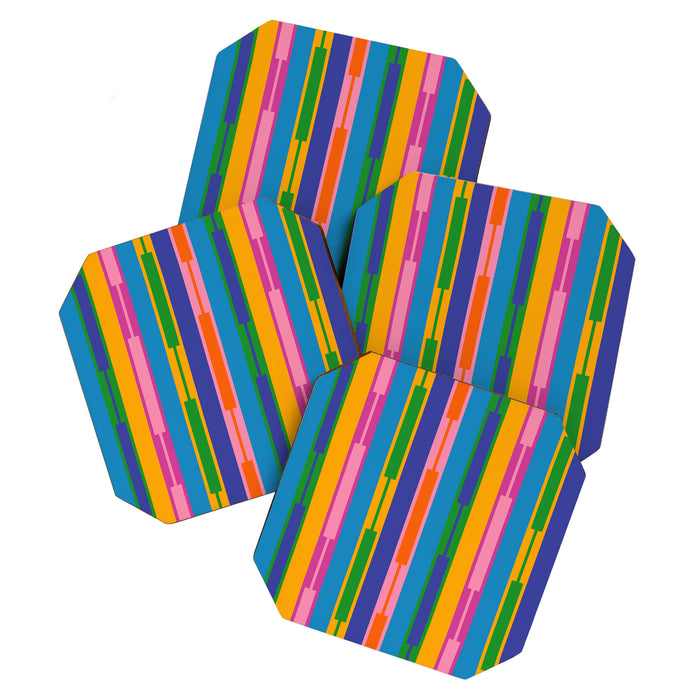 Colorful and Bold Geo Chain Geometric Color Block Stripes Vertical Pattern 2 Coaster Gallery Image 1