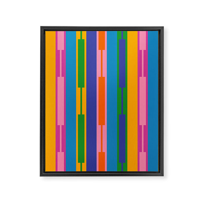 Colorful and Bold Geo Chain Geometric Color Block Stripes Vertical Pattern 2 Framed Canvas Print Gallery Image 1