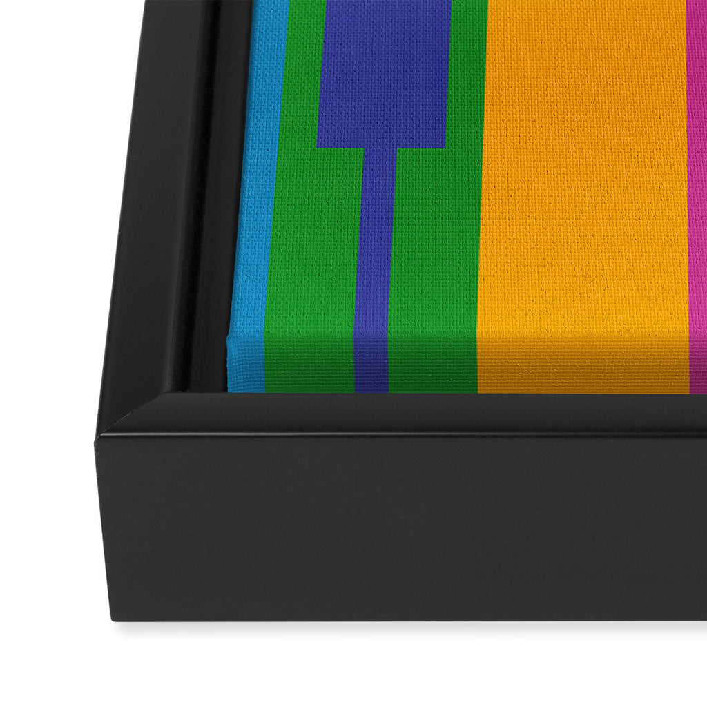 Colorful and Bold Geo Chain Geometric Color Block Stripes Vertical Pattern Framed Canvas Print Gallery Image 3
