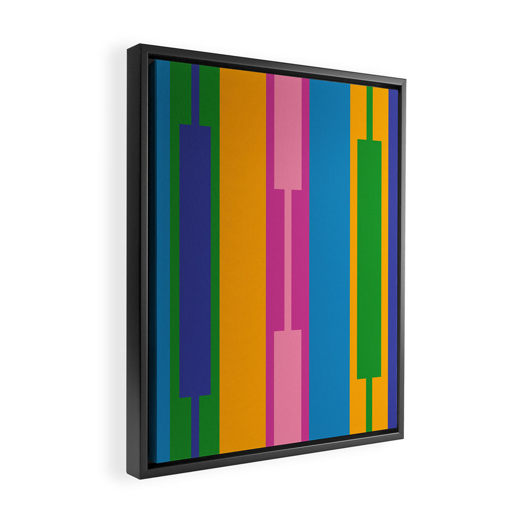 Colorful and Bold Geo Chain Geometric Color Block Stripes Vertical Pattern Framed Canvas Print Gallery Image 2