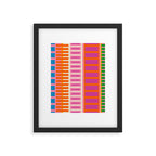 Colorful Block Stripe Bold Pattern Pink Green Orange Blue Framed Art Print Gallery Image 6