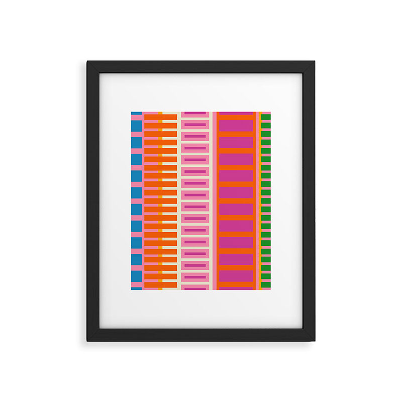 Colorful Block Stripe Bold Pattern Pink Green Orange Blue Framed Art Print Gallery Image 6