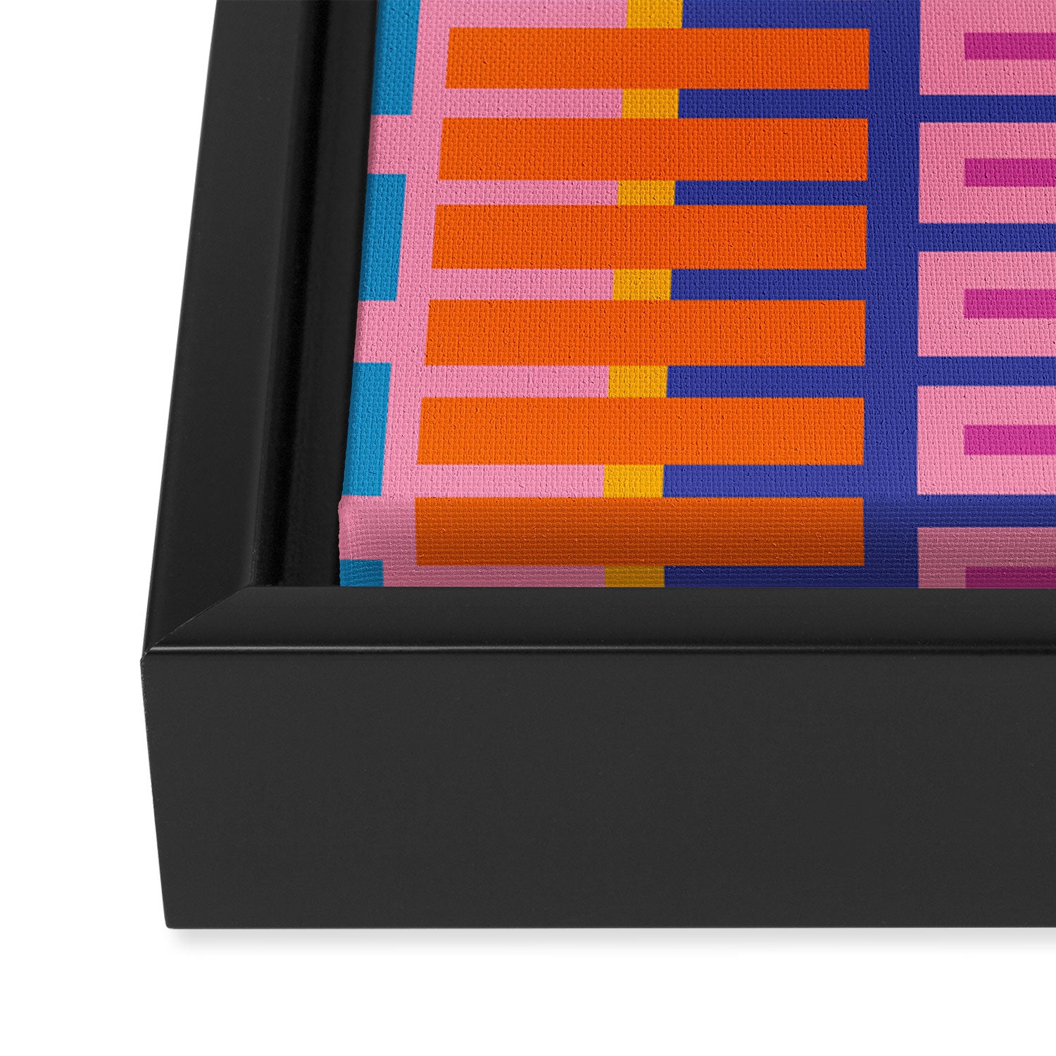 Colorful Bold Block Stripe Pattern in Pink Orange Blue Green Framed Canvas Print Gallery Image 3
