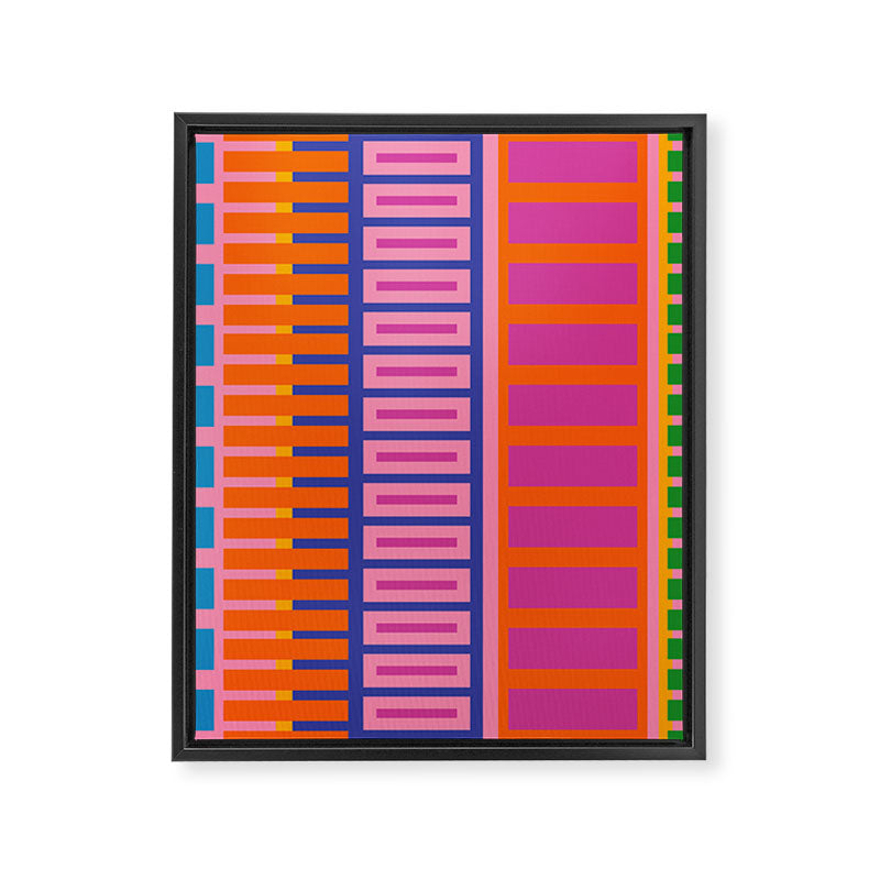 Colorful Bold Block Stripe Pattern in Pink Orange Blue Green Framed Canvas Print Gallery Image 8