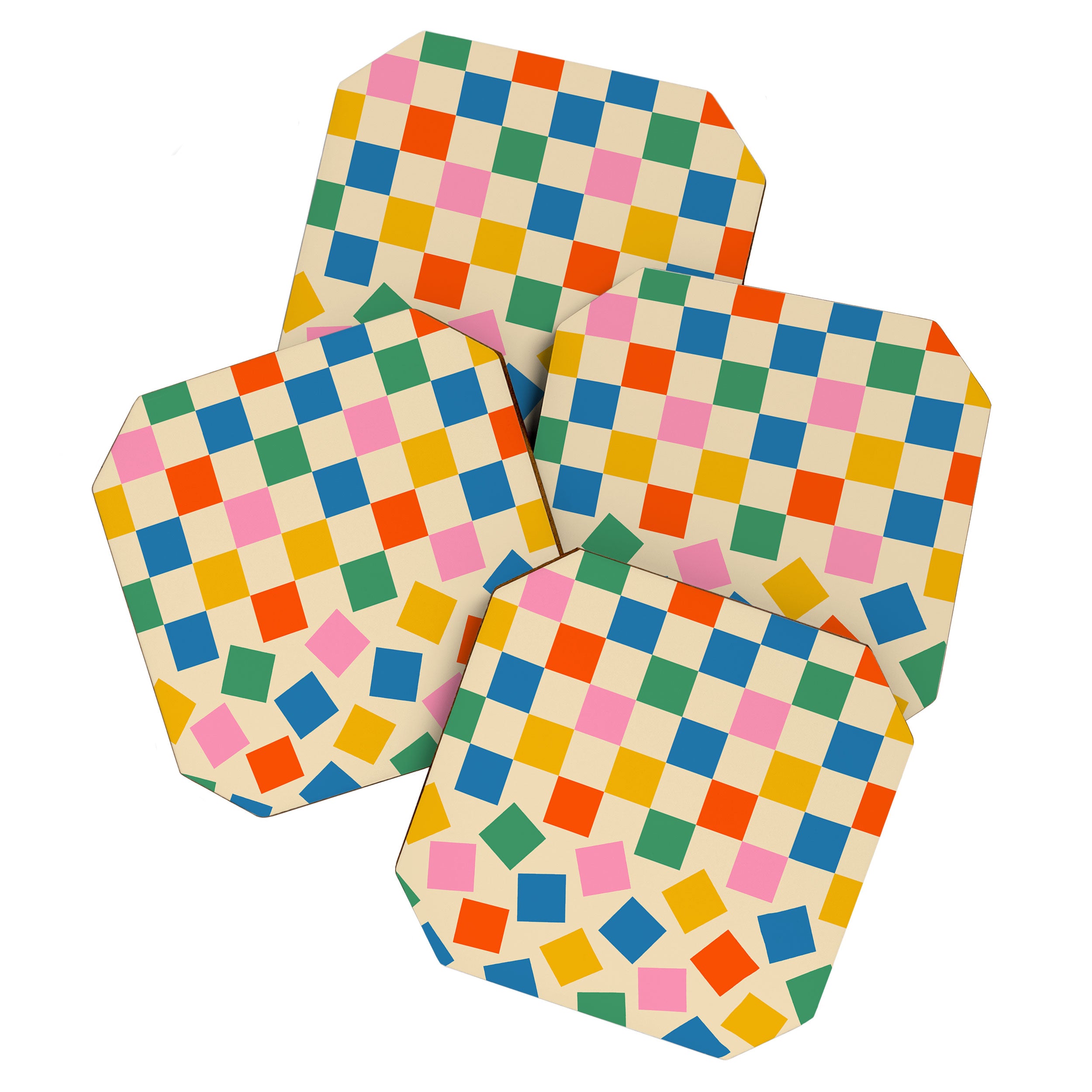 Colorful Check Shake Retro Checkered Pattern Coaster Gallery Image 1