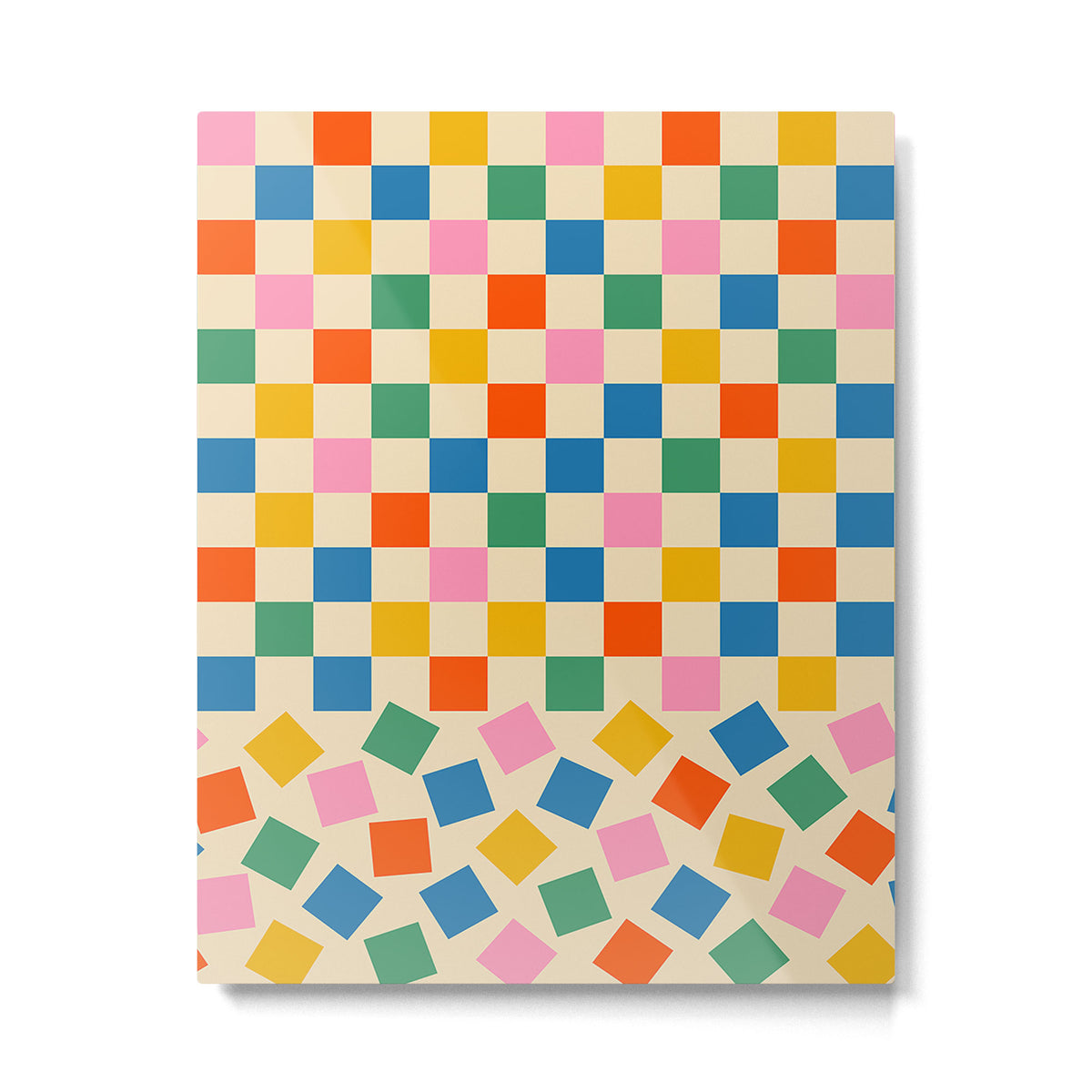 Colorful Check Shake Retro Checkered Pattern Metal Print Gallery Image 6