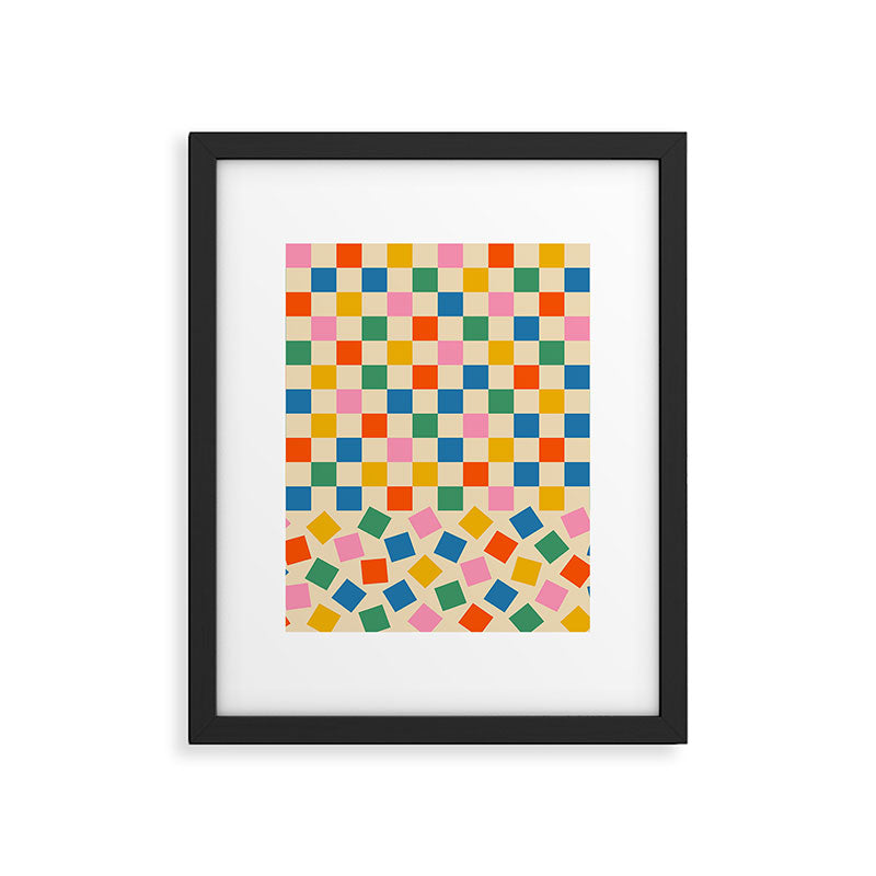 Colorful Check Shake Retro Checkered Pattern Framed Art Print Gallery Image 6